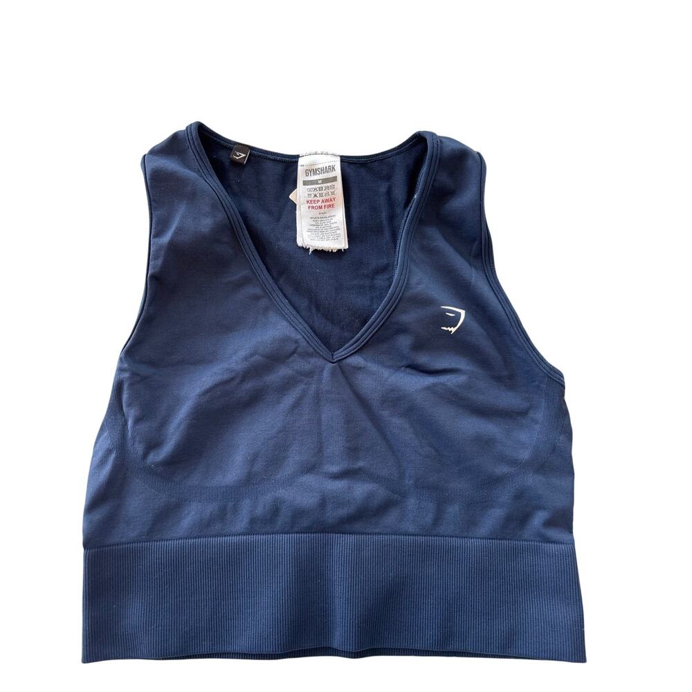 Gymshark Sports Bra High Neckline- Navy Blue- Womens Size Medium